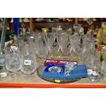A GROUP OF CUT CRYSTAL AND OTHER GLASSWARES, approximately forty to fifty pieces to include a