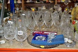 A GROUP OF CUT CRYSTAL AND OTHER GLASSWARES, approximately forty to fifty pieces to include a