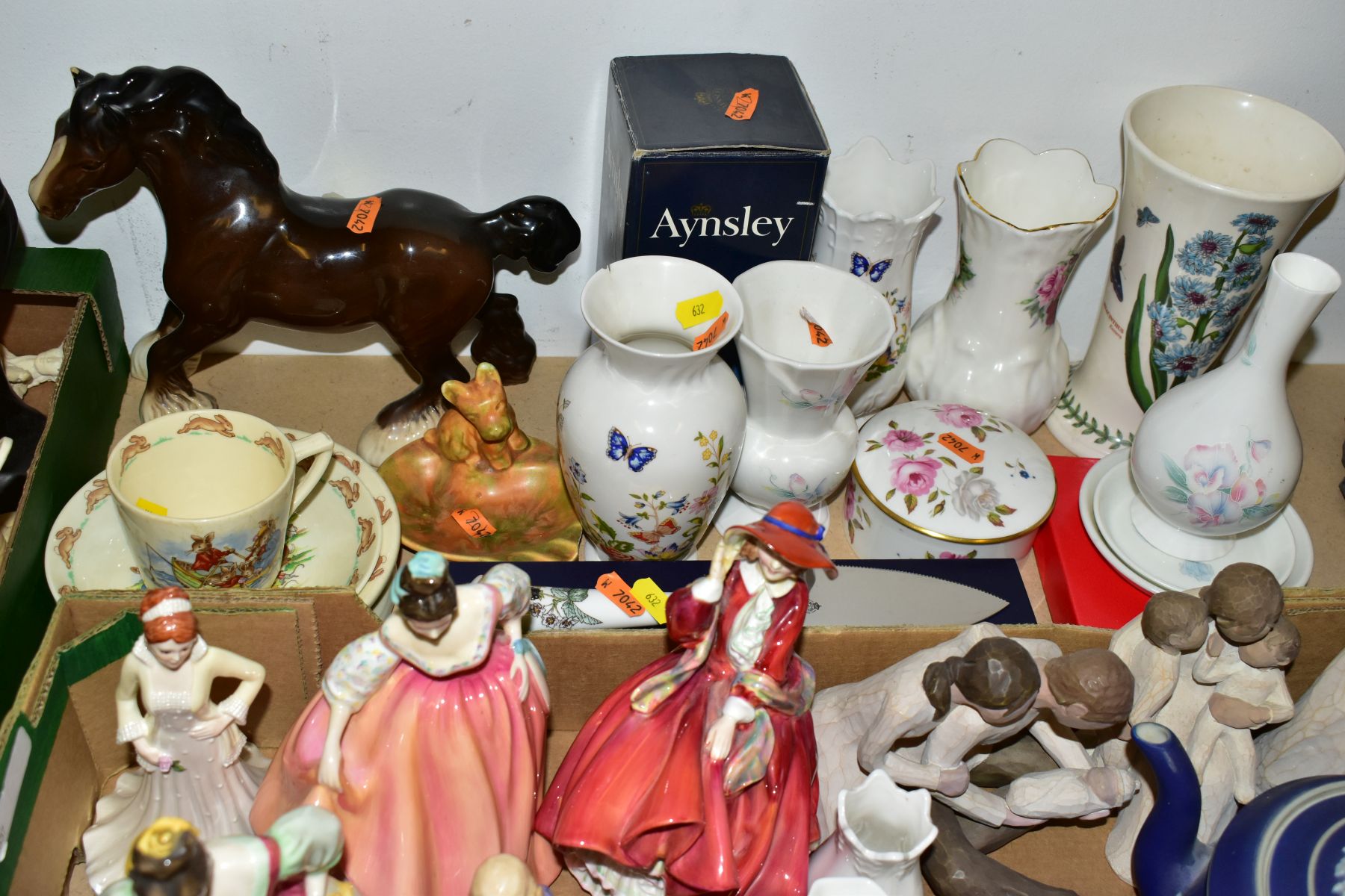 A BOX AND LOOSE CERAMIC GIFTWARES ETC, to include five figurines: Royal Doulton HN2832 Fair Lady, - Image 4 of 4