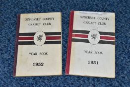 CRICKET YEARBOOKS - SOMERSET, Two Somerset County Cricket Club Yearbooks, 1931 and 1932, original