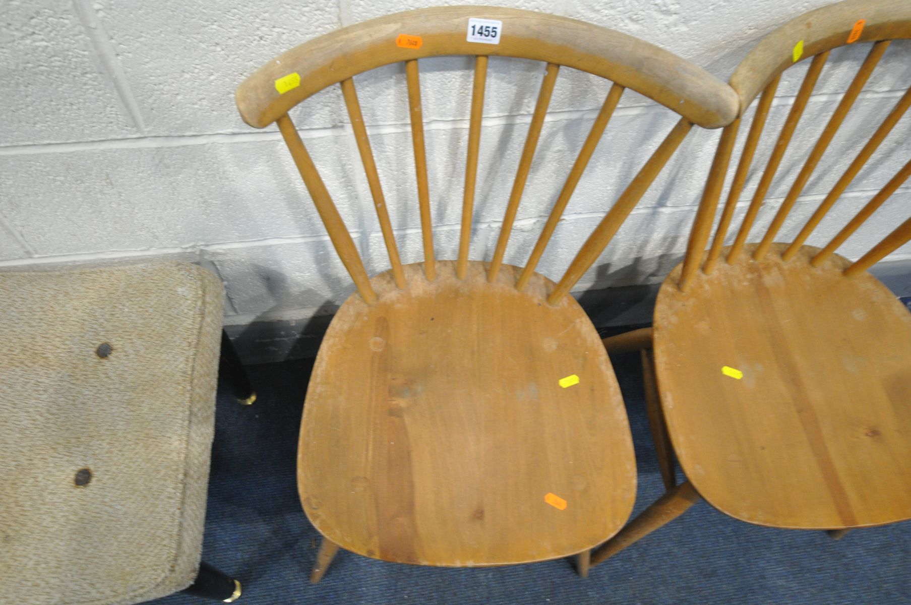 A PAIR OF ERCOL WINDSOR BOW TOP CHAIRS (condition:-worn finish) and a g plan tola and black dressing - Image 2 of 3