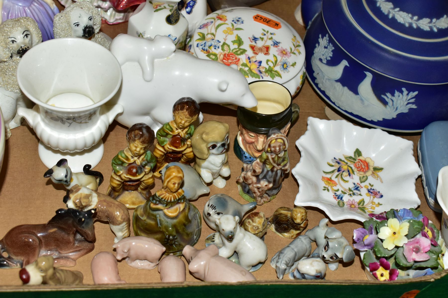 A BOX AND LOOSE CERAMIC GIFTWARES ETC, to include five figurines: Royal Doulton HN2832 Fair Lady, - Image 2 of 4