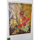 COLIN F PAYNTON (BRIRISH 1946), POPPIES AND CORN, a still life study of flowers, foliage and