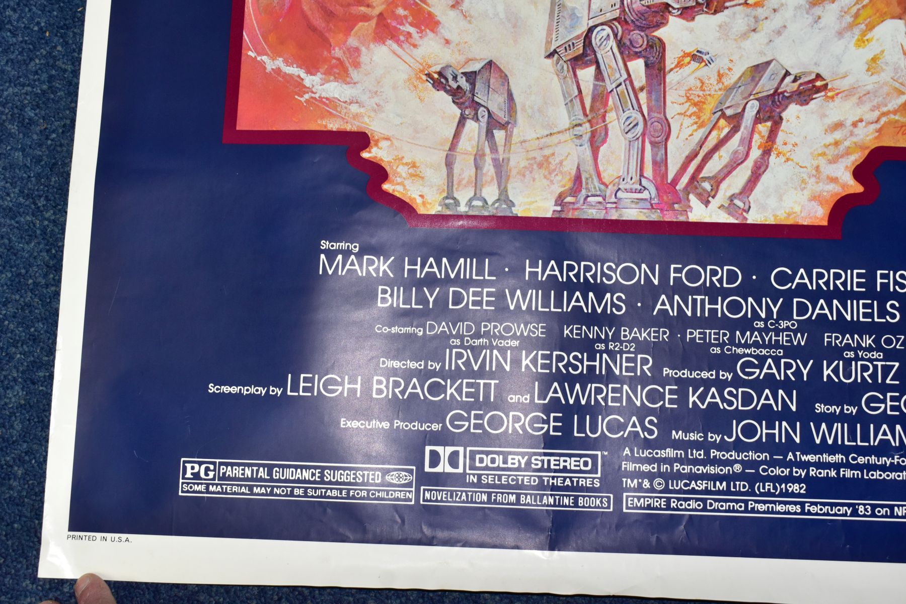 STAR WARS THE EMPIRE STRIKES BACK 1980, U.S. one sheet poster for the 1982 re-release of the - Image 3 of 6