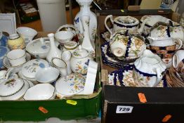 TWO BOXES OF ASSORTED CERAMICS AND TEA WARE, including Wedgwood 'Ice Rose' bone china gift ware