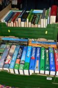 CRICKET BOOKS, three boxes containing approximately 80 hardback titles to include B&H Yearbooks,