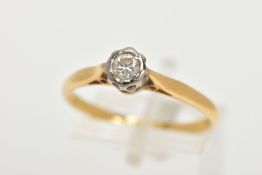 AN 18CT GOLD, SINGLE STONE DIAMOND RING, round brilliant cut diamond, approximate diamond weight 0.