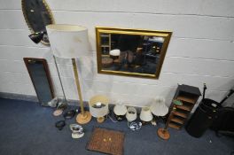 A SELECTION OF OCCASIONAL FURNITURE, to include a foliate oval wall mirror, a gilt framed wall