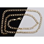 A 9CT GOLD CURB LINK CHAIN, flat curb link chain fitted with a lobster clasp, hallmarked 9ct