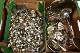 A BOX OF ASSORTED WHITE METAL TABLEWARE AND CULTERY, to include a Lakeland Rural Industries