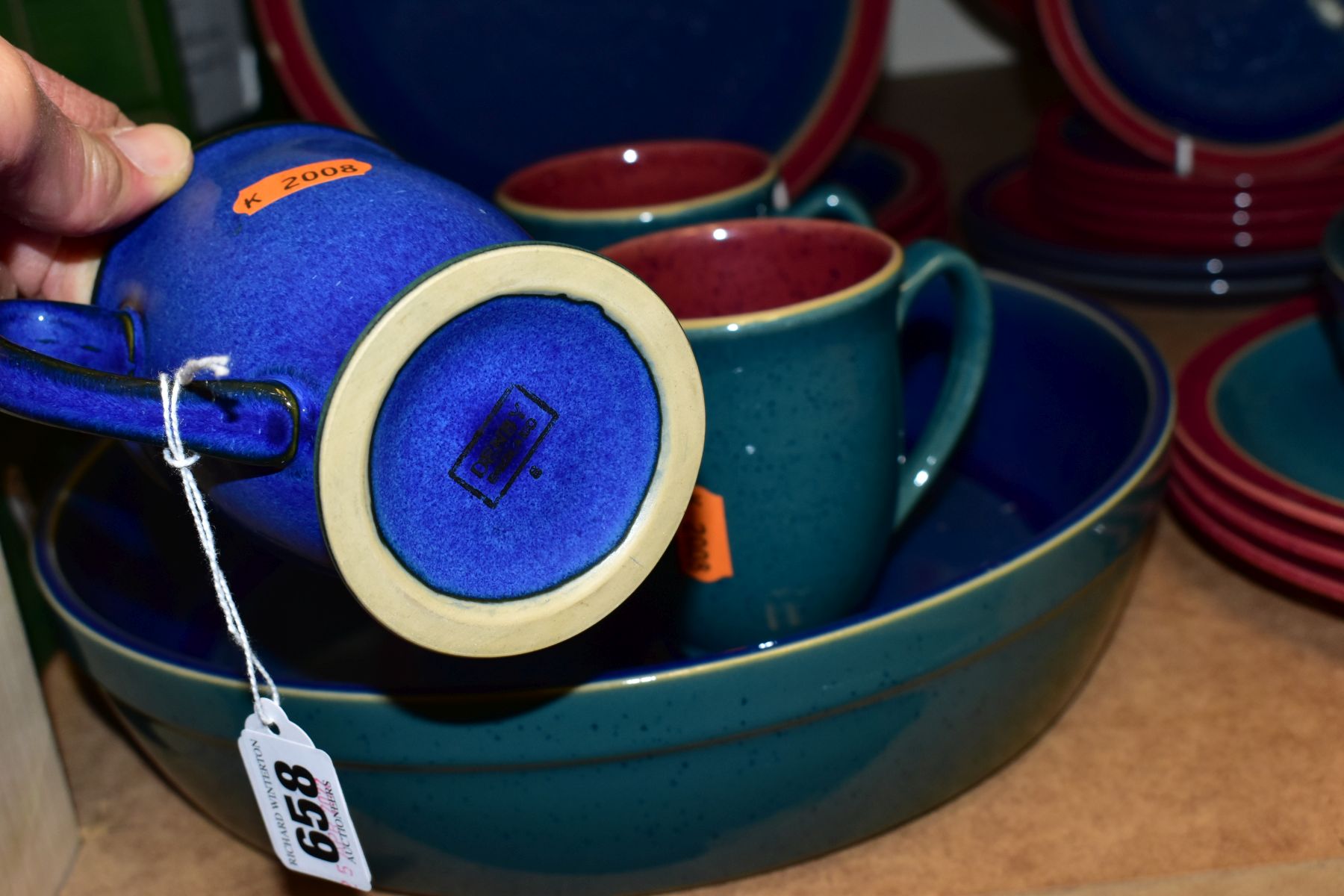 A THIRTY NINE PIECE DENBY HARLEQUIN PATTERN DINNER SERVICE, comprising a 30cm diameter salad bowl, a - Image 4 of 4