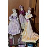 THREE COALPORT BISQUE AGE OF ELEGANCE LADY FIGURES, comprising 'Midsummer Dream Figurine of the Year