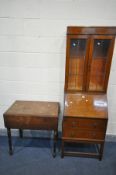 AN OAK BUREAU/BOOKCASE, with two drawers, width 61cm x depth 42cm x height 185cm x height of base