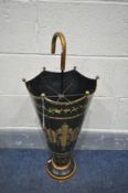 A TOLEWARE UMBRELLA TYPE STICK STAND, height 74cm