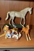 THREE ROYAL DOULTON ANIMAL FIGURES AND A BESWICK FOAL, the Royal Doulton comprising 'Desert