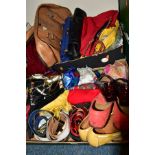 TWO BOXES OF HANDBAGS, SHOES AND ACCESSORIES, to include handbags by Jane Shilton and high street