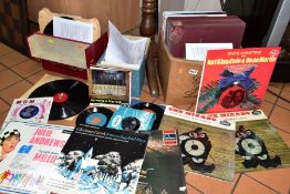 A BOX AND TWO CARRYING CASES OF RECORDS, to include approximately ninety five vinyl albums,