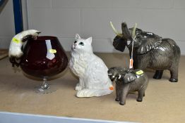 FIVE BESWICK ANIMALS, comprising Elephant -Trunk stretching - small, model no.974, Elephant -
