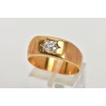 A YELLOW METAL DIAMOND RING, a single old cut diamond, approximate carat weight 0.50ct, colour