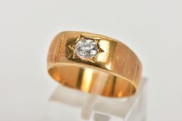 A YELLOW METAL DIAMOND RING, a single old cut diamond, approximate carat weight 0.50ct, colour
