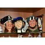 FIVE ROYAL DOULTON LARGE CHARACTER JUGS, comprising 'Capt. Ahab' D6500, 'Bacchus' D6499, 'The