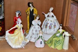 SEVEN ROYAL DOULTON AND COALPORT LADY FIGURES, the Royal Doulton comprising Diana HN2468 mounted