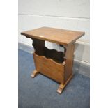 A SOLID OAK MAGAZINE RACK, width 49cm x depth 33cm x height 51cm