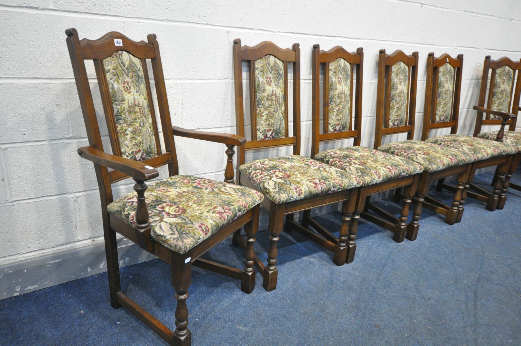 SIX OLD CHARM OAK DINING CHAIRS, to include two carvers - Image 2 of 2