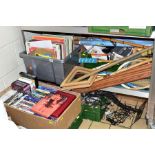 SIX BOXES AND LOOSE DVDS, LPS, HOUSEHOLD SUNDRIES AND SPORTS EQUIPMENT, ETC, the LPs include