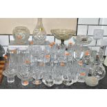 A GROUP OF CUT CRYSTAL AND OTHER GLASSWARES, approximately seventy pieces to include two boxed