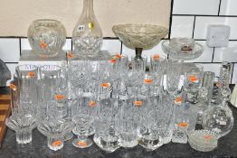 A GROUP OF CUT CRYSTAL AND OTHER GLASSWARES, approximately seventy pieces to include two boxed