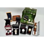 A BOX OF ASSORTED WATCHES AND OTHER ITEMS, gents wristwatches, names to include Seiko, Vanheusen,
