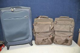 THREE SUITCASES comprising of two Antler cases measuring 54cm and a Samsonite case measuring 67cm (