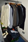 A QUANTITY OF GENTLEMENS CLOTHING, including seven complete two piece suits and eight other