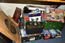 FOUR BOXES AND LOOSE AUDIO EQUIPMENT, DVDS, CDS, TOYS AND SUNDRY ITEMS, to include a Bush Classic