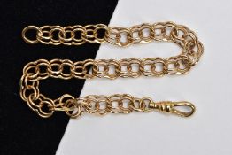 A 9CT GOLD DOUBLE LINK BRACELET, hallmarked 9ct gold slightly rubbed hallmark, fitted with a