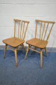 A PAIR OF ERCOL ELM MODEL 391 ALL PURPOSE CHAIRS (condition:-surface wear)