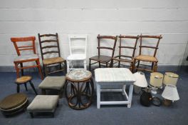 A SELECTION OF OCCASIONAL FURNITURE, to include a bentwood style circular stool, five various