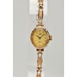 A LADIES 9CT GOLD 'UNO' WRISTWATCH, oval gold dial signed 'Uno, quartz', baton markers, gold tone