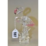 A SWAROVSKI CRYSTAL FLAMINGO, retired item from the Feathered Beauties series, no 289733, standing