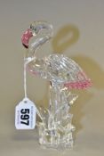 A SWAROVSKI CRYSTAL FLAMINGO, retired item from the Feathered Beauties series, no 289733, standing