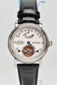 A GENTS 'MATTOM' WRISTWATCH, automatic movement, white patterned dial, signed 'Mattom Exposed escape