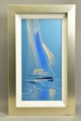 DUNCAN MACGREGOR DMAC (BRITISH 1961) 'SAILING', A YACHT UNDER FULL SAIL BENEATH A BLUE SKY, signed