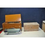 A SMALL PINE TOOLCHEST width 53cm, depth 25cm and height 25cm and a vintage Vactric vacuum cleaner