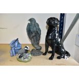 A BESWICK FIRESIDE SERIES FIGURE OF A SEATED BLACK LABRADOR, model 2314, height 34cm, together