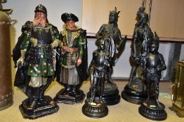 DECORATIVE CERAMIC AND SPELTER FIGURES, comprising two Wilhelm Schiller polychrome decorated