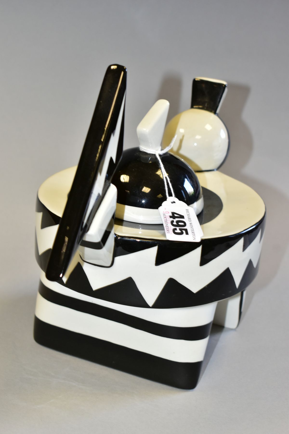 A LORNA BAILEY DESIGN ART DECO STYLE TEAPOT, produced for Old Ellgreave Pottery, approximate - Image 3 of 5