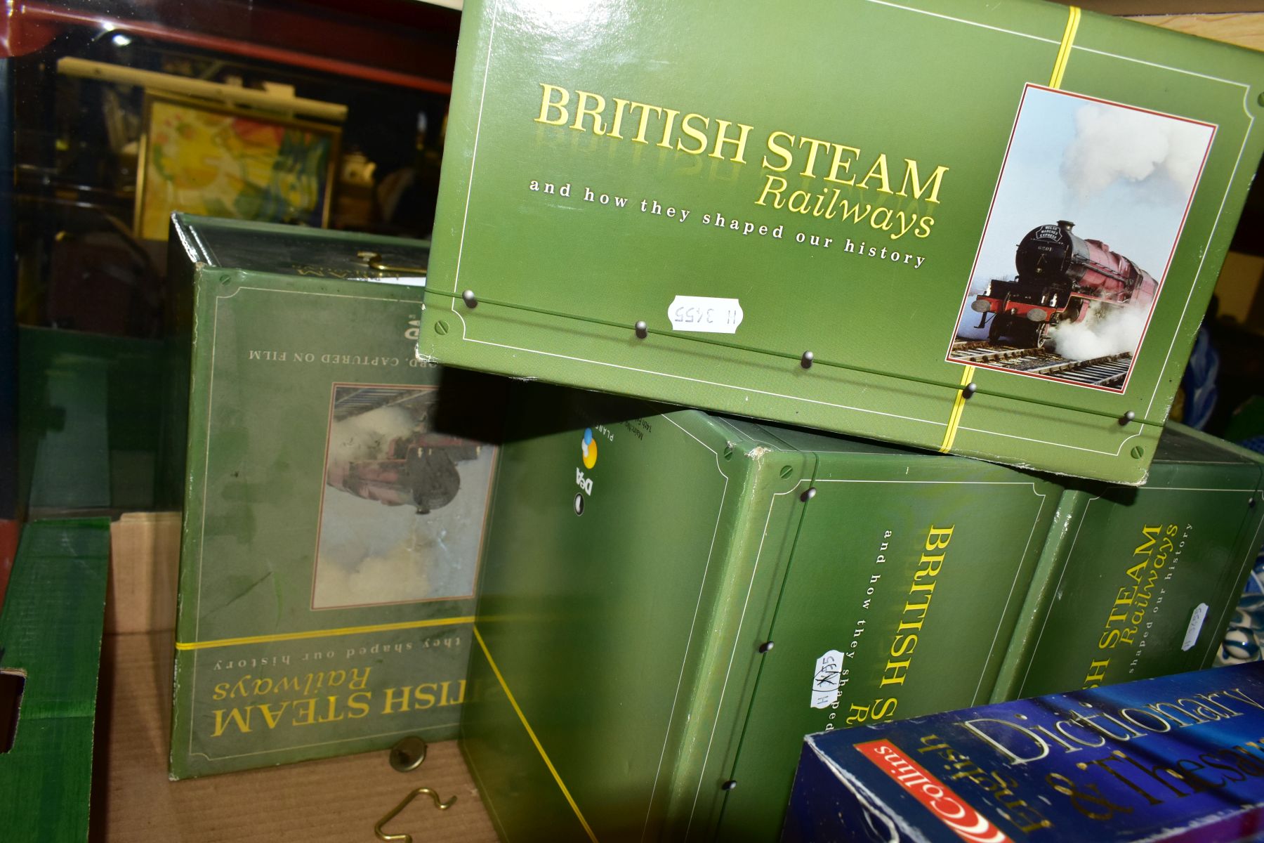 THREE BOXES OF BOOKS AND DVDs, a collection of railway related titles, dictionaries, novels and - Image 4 of 4