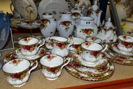 A THIRTY FOUR PIECE ROYAL ALBERT OLD COUNTRY ROSES TEA SET AND FOUR VASES, comprising a coffee