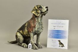 APRIL SHEPHERD (BRITISH CONTEMPORARY) 'PAYING ATTENTION', a limited edition sculpture of a dog 92/